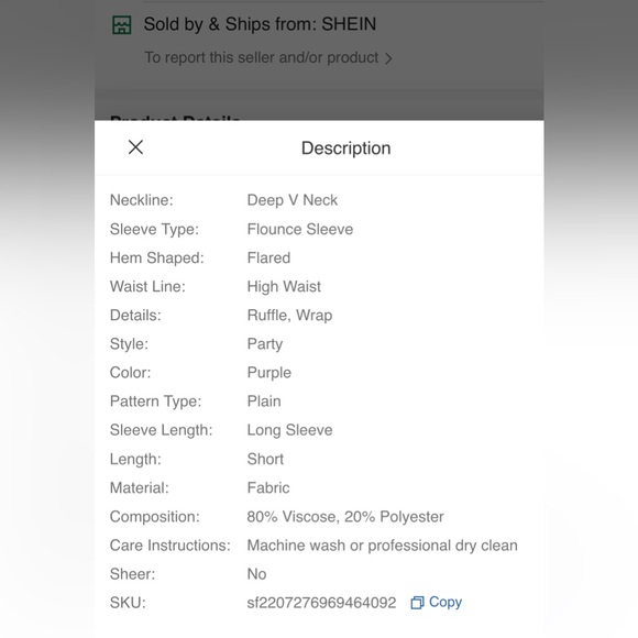 Sold Out SHEIN SXY Plus Flounce Sleeve Overlap Collar Dress - Picture 5 of 5